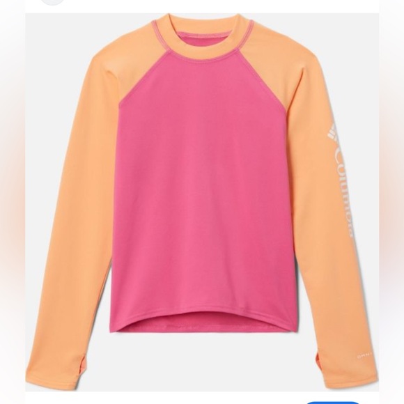 NWT Columbia Girls‎ Rashguard / Sandy Shores Long Sleeve Sunguard Pink / Peach - Picture 1 of 4